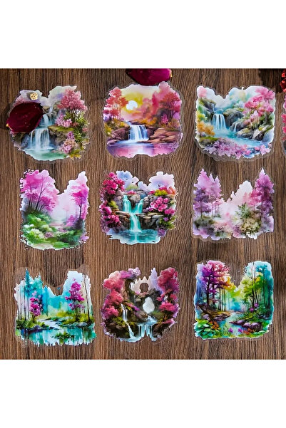 Kolbi Craft 30 قطعة من ملصقات المناظر الطبيعية الشفافة الوردية لتخطيط اليوميا...