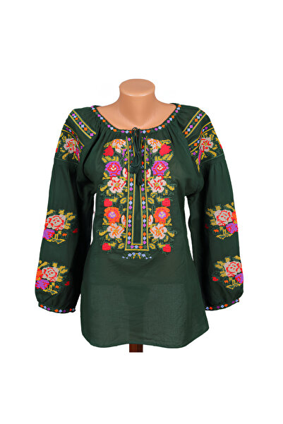 Inovius Ie Traditionala Verde cu Motiv Floral Multicolor - IML24 M