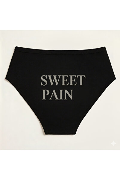 TWINTICKS Μαύρα γυναικεία εσώρουχα slip, με μεταλλική στάμπα με γράμματα, δια...