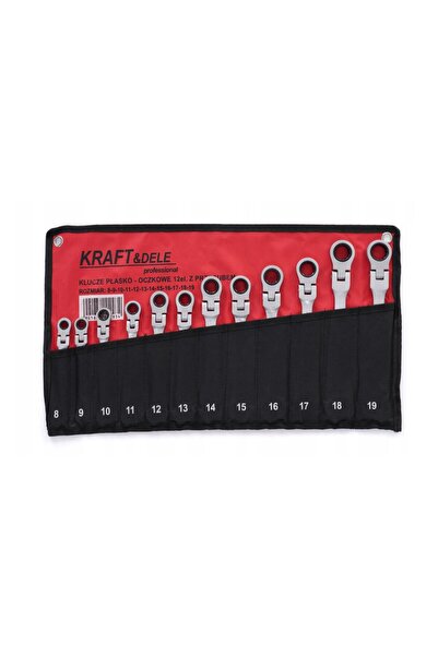 Kraft Ratchet combination wrench set, 8-19 mm, 12 pieces,