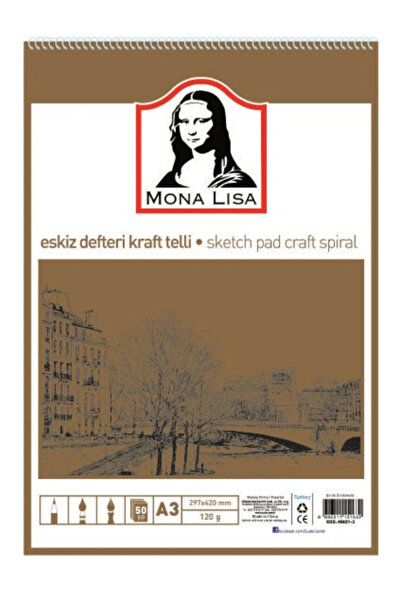 Südor Mona Lisa Kraft Wirebound A3 120 Gr 50 Sheets Sketchbook Mn01-3