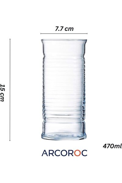 Arcoroc Be Bop Highball Glass 470 ml - Tempered, Dishwasher Safe, 6 pcs