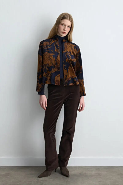 Gusto Anka Collection Hakim Collar Velvet Jacket - Navy Blue