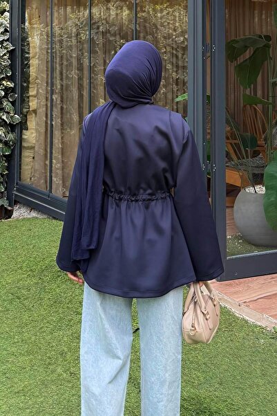 lamelif Lace-Up Detailed Jacket Navy Blue