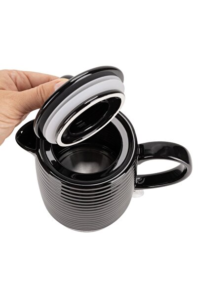 Kamille Ceramic Electric Kettle, 1.2L, 1200W, Black/Metallic