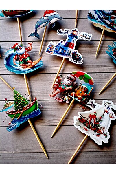 Armada Set de 14 ornamente din carton pentru scobitori, cu tema marinar, Moș ...