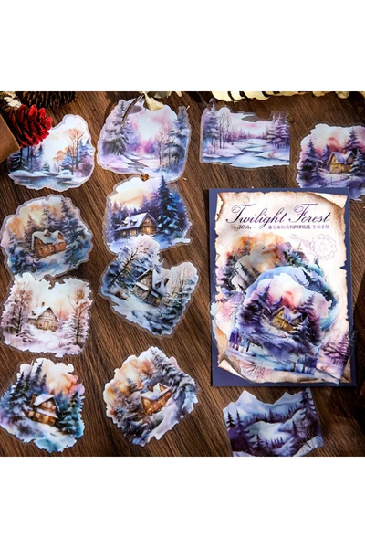 Kolbi Craft 30 قطعة من ملصقات المناظر الطبيعية الشفافة باللون الأرجواني لدفتر...