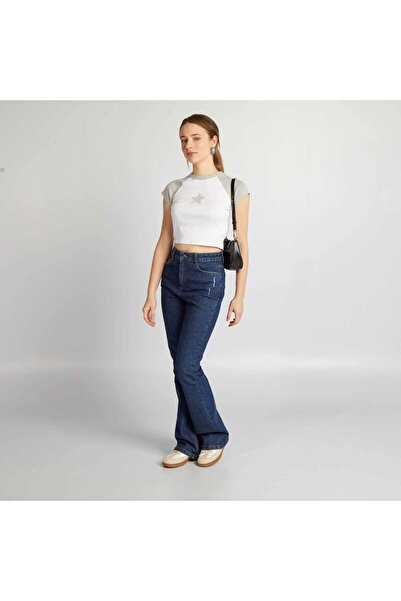 KİABİ Jersey crop top with star grey