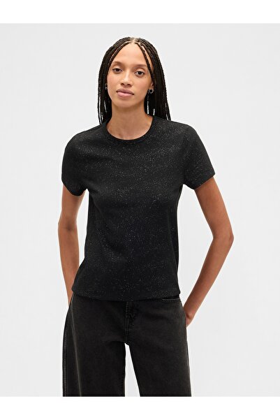 GAP Kadın Siyah Favorite Bisiklet Yaka T-Shirt