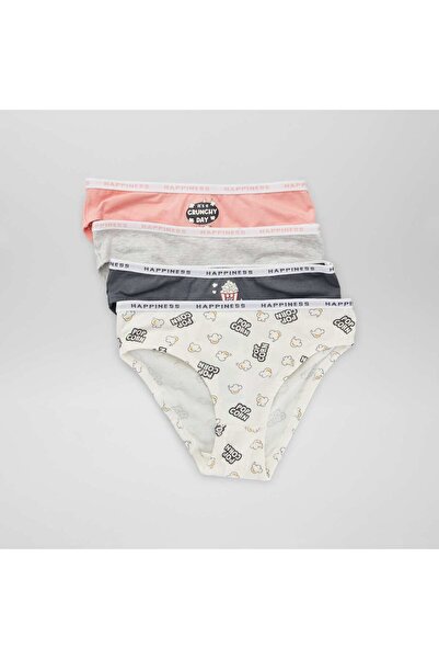 KİABİ Pack of 4 printed briefs BLACK