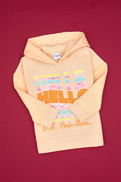 U.S. Polo Assn. سويت شيرت بناتي وردي بغطاء رأس 50314268-VR053