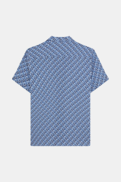 W Collection Blue Short Sleeve Geometric Patterned Shirt
