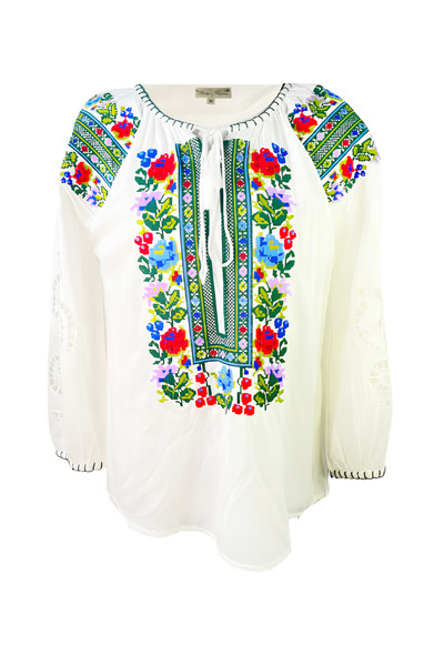 Inovius Bluza Alba cu Motiv Floral Multicolor - BMG91 S