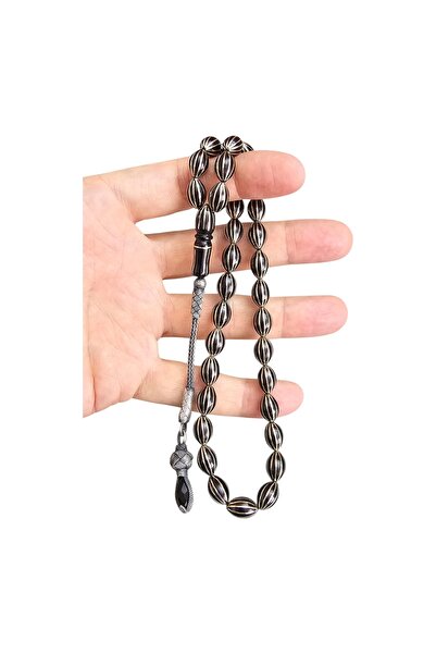 LEBLEBİ TESBİH 12-Piece Watermelon Split Georgian Stone Prayer Beads Lt1436