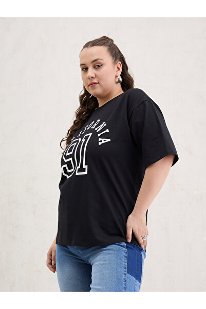 Sassafras By Styli Plus Size Black California Graphic T-Shirt