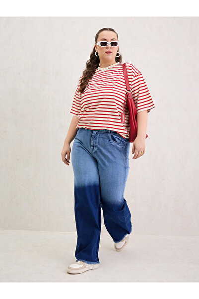 Sassafras By Styli Plus Size Red Striped T-Shirt