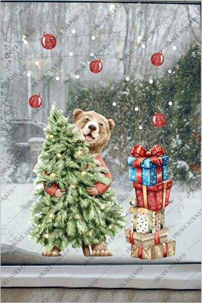 Piksel Grafik Πακέτο αυτοκόλλητων με αρκούδα και Πρωτοχρονιάτικο Σετ Πρωτοχρο...