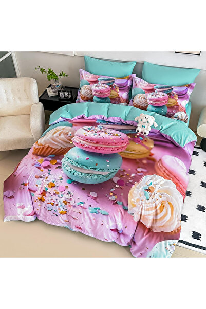 FIONNA.RO Lenjerie De Pat Finet 6 Piese Cu Elastic 5D - Macarons Si Briose