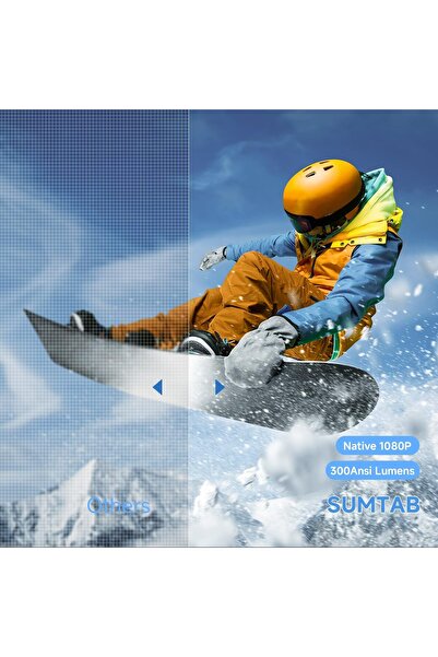 Generic SUMTAB HY300pro Portable Projector — Android 11, 300 ANSI, 4K Support, 30–130in, WiFi 6, BT 5.0