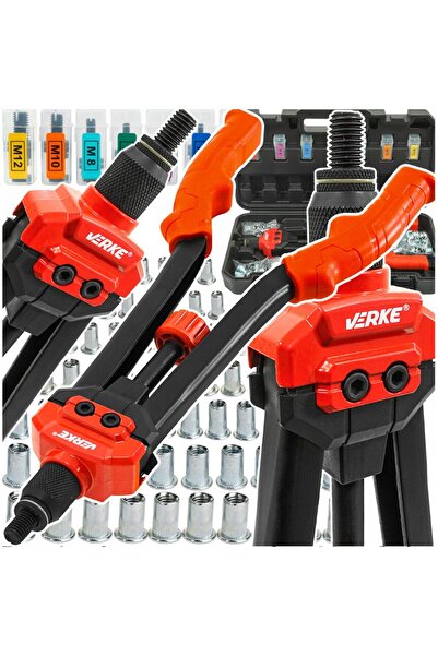 VERKE Cleste manual pentru nituit M3-M12, accesorii incluse,