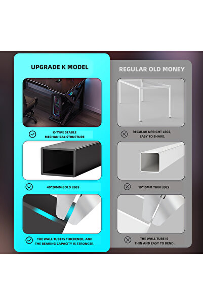 AZZHAAR Gaming Table, K Shaped Computer Table, Study Table PC table Fit in Study, Home Office(80*60CM)