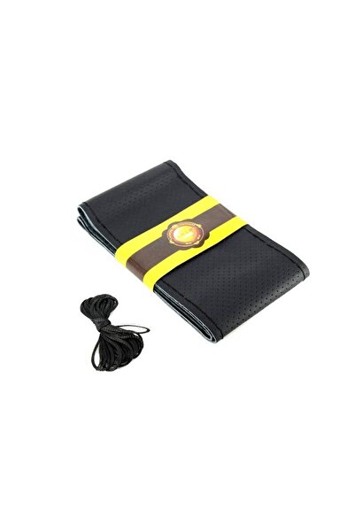 Avex BLACK LEATHER + BLACK THREAD steering wheel cover for TRUCKS, XXL diameter - 45 cm, (ORIGINAL look)