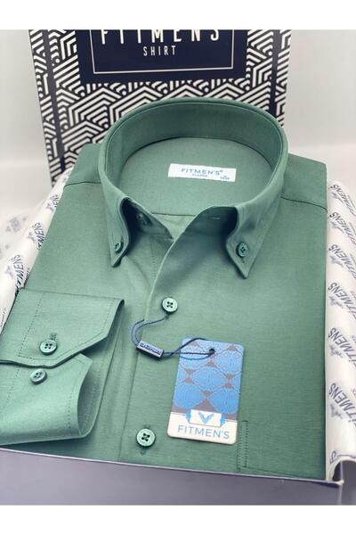 Fitmens Classic Long Sleeve Cotton Collared Buttoned Gift Boxed Easy-Iron Men's Shirt Fs-003897 - Dark