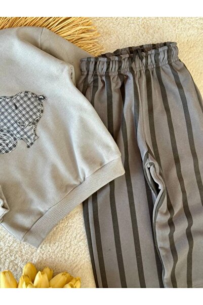 kidsense Snopy Character Patterned Back Printed Striped 3-Thread Children's Suit