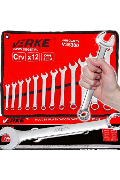 VERKE Σετ κλειδιών συνδυασμού, 6-22 mm, 12 τεμάχια, χρώμιο-βανάδιο,