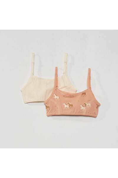 KİABİ عبوة من قطعتين من حمالة الصدر المحبوكة المطاطية باللون الوردي