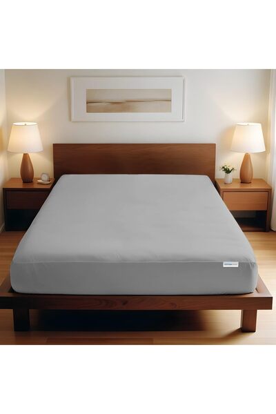 COTTON HOME ملاءة سرير فائقة النعومة من كوتون هوم، مقاس مزدوج، رمادي