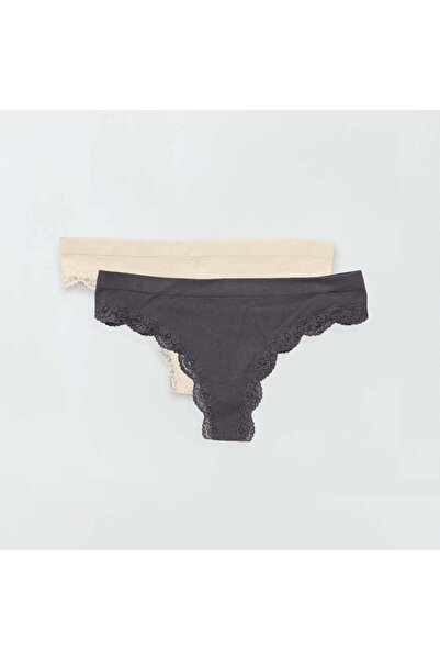 KİABİ Pack of 2 seamless tanga briefs BEIGE