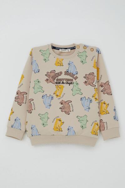 Breeze Σετ αθλητικής φόρμας για αγόρια με θέμα την κίνητροσύνη, χαριτωμένο σχέδιο αρκουδάκι, ηλικίας 1,5-5 ετών, μπεζ