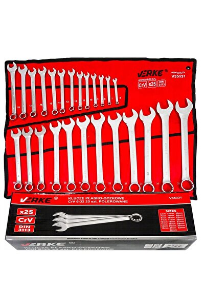 VERKE Combination wrench set, 25 pieces, 6-32 mm, chrome-vanadium,