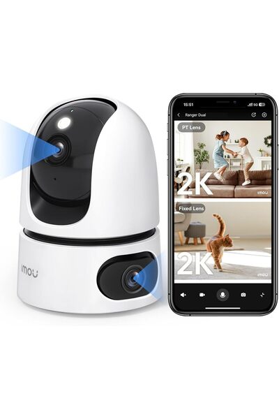 Imou 6MP Dual-Lens Indoor Security Camera (Ranger Dual) - 3MP+3MP, Pan/Tilt, 2-Way Audio, Human Dete