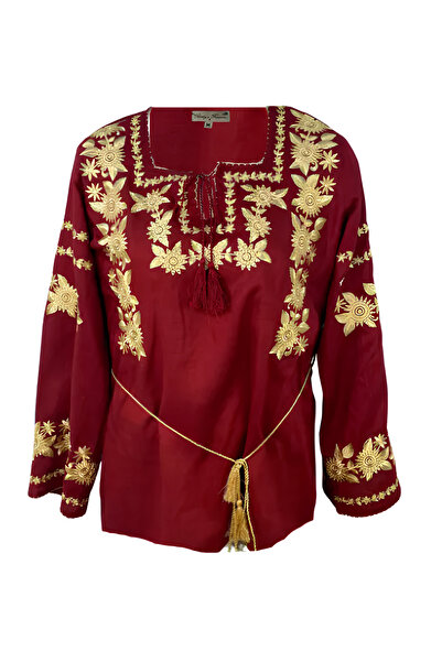 Inovius Bluza Rosie cu Motiv Floral Auriu - BMG181 XL