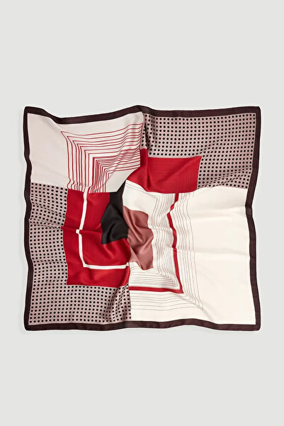 Gusto Square Patterned Scarf - Burgundy