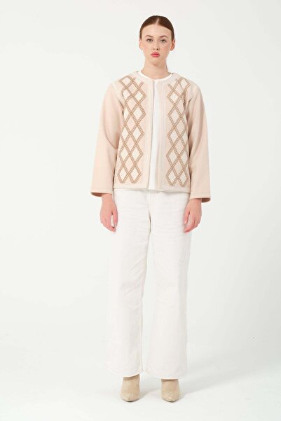 Hatun Atila Jachetă HatunAtila cu model Baklava brodat 7866 Bej