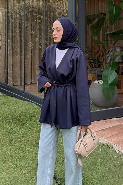 lamelif Lace-Up Detailed Jacket Navy Blue