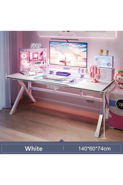AZZHAAR Gaming Desk, Computer Desk Home Office Desk Extra Large Modern Ergonomic White Pc Table(80*60)