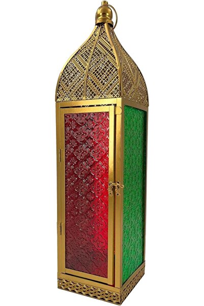 Party Magic حامل شموع على شكل فانوس للعيد، ذهبي اللون، 14×14×58.7 سم