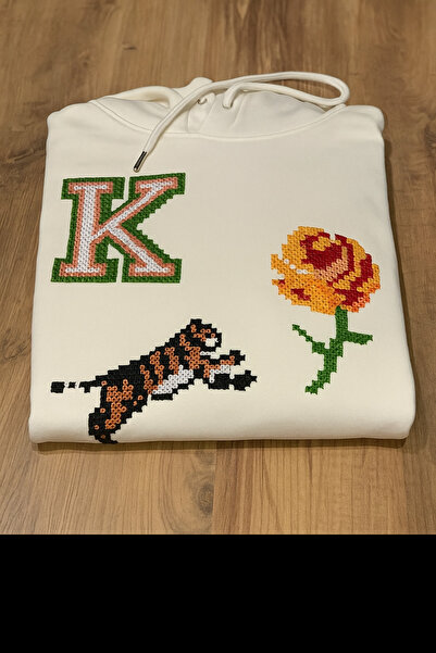 YusGos Unisex Men/Women High Quality Concept Sleeve and Chest Embroidered Cotton Hooded Knz Sweatshirt