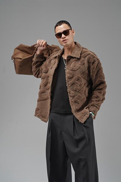 king brich Kingbrich Written Shirt with Snap Closure on the Front, Plush Collar