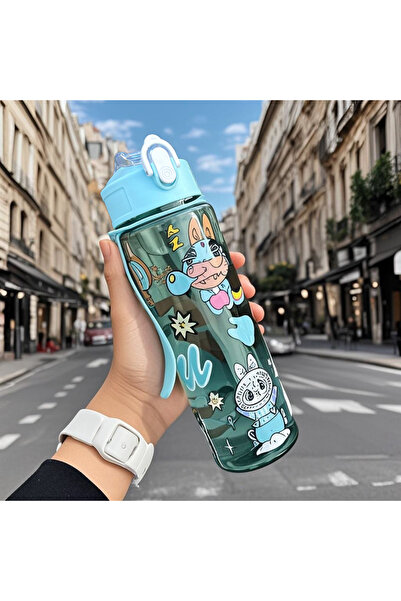 synshop Labubu Water Bottle Turquoise Flask Girls Boys School Water Bottle 900 ml Bpa Free Gift