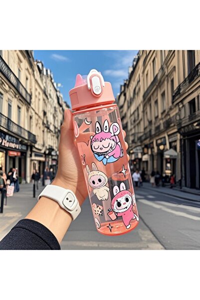 synshop Labubu Water Bottle Pink Water Bottle Girls Boys School Water Bottle 900 ml Bpa Free Gift