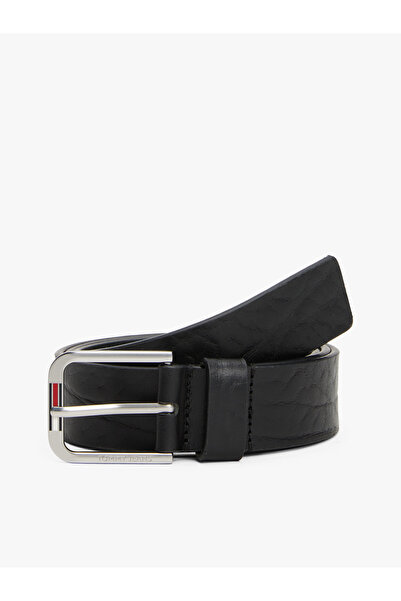 Tommy Hilfiger حزام أوستن رجالي أسود ثابت بعرض 3.0 مم