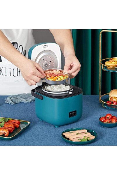 Genaric طنجرة أرز صغيرة، سعة 1.2 لتر، تحافظ على الحرارة، خزان داخلي غير لاصق، مناسبة لشخص أو شخصين، لطهي الحساء والأرز