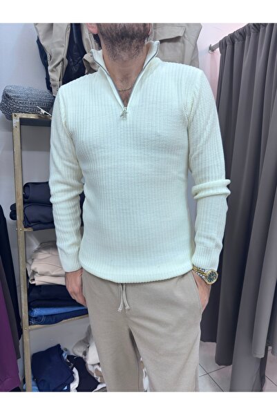 TUBA TOPTAŞ Stand-Up Collar Knitwear Sweater with Zipper