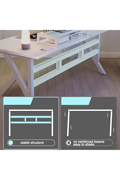 AZZHAAR Gaming Desk, Computer Desk Home Office Desk Extra Large Modern Ergonomic White Pc Table(100*60)