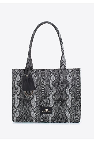 Wittchen Women's Animal Print Shopper Bag Gray and Black Gray and Black Cotton